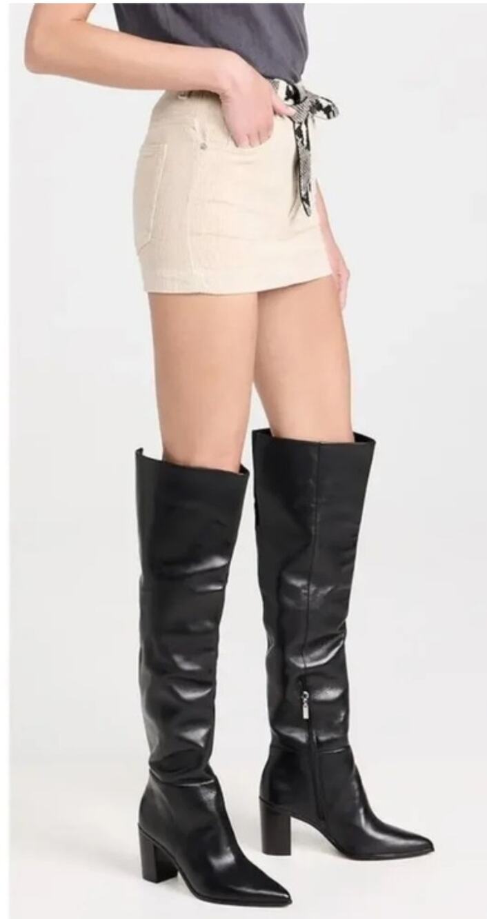 Schutz Blk Mikki Block Heel Over the Knee Tall Leather Boots EU40/US9 Old Money